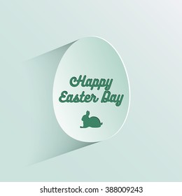 Happy easter lettering in egg on textured paper. Vintage text banner for your design. Hand drawn wired design.