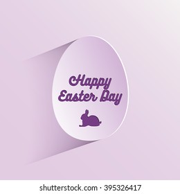 Happy easter lettering in egg on textured paper. Vintage text banner for your design. Hand drawn wired design. Vector eps10