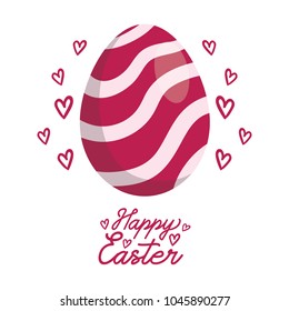 Happy Easter lettering with egg vector on white background