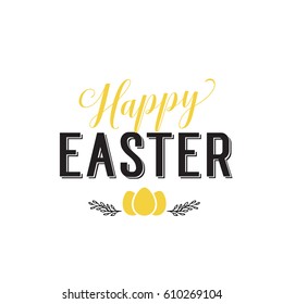 Happy Easter Lettering With Eggs and Twigs
