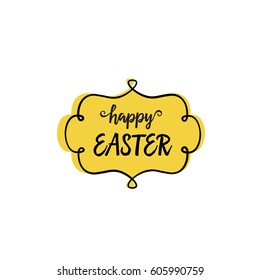 Happy Easter Lettering in Figured Frame