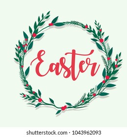 Happy Easter lettering with flower flame