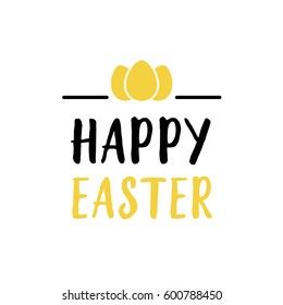 Happy Easter lettering with golden eggs