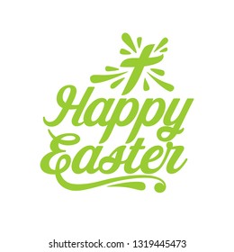 Happy easter. Lettering and graphic elements. Cross of Jesus Christ.
