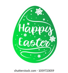 Happy Easter lettering. Greeting card with easter egg.