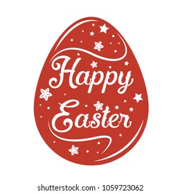 Happy Easter lettering. Greeting card with easter egg.