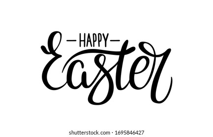 Happy easter, lettering, greeting card template, design for poster or banner.