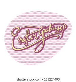 Happy Easter lettering Greeting Card. Vector illustration. 