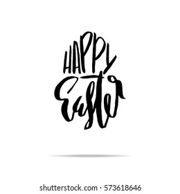 Happy Easter lettering for greeting card. Vector hand drawn illustration. Grunge inscription. Handwritten design