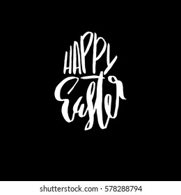 Happy Easter lettering for greeting card. Vector hand drawn illustration. Grunge inscription. Handwritten design.
