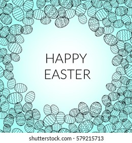 happy easter lettering greeting card background vector illustration. eggs