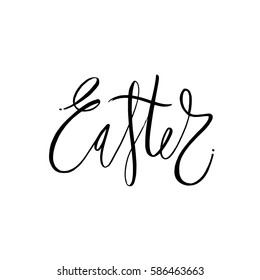 Happy Easter lettering for greeting card. Isolated on white background. Happy easter lettering modern calligraphy style.