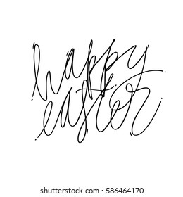 Happy Easter lettering for greeting card. Isolated on white background. Happy easter lettering modern calligraphy style.