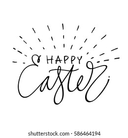 Happy Easter lettering for greeting card. Isolated on white background. Happy easter lettering modern calligraphy style.