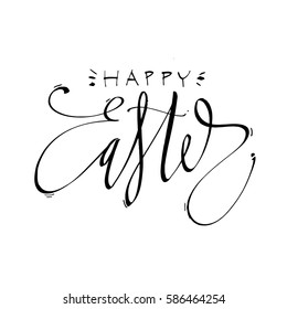 Happy Easter lettering for greeting card. Isolated on white background. Happy easter lettering modern calligraphy style.