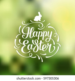 Happy Easter lettering Greeting Card. Vector illustration