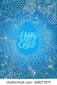 Happy Easter lettering for greeting card. Vector vintage letterpress effect, grunge background, vector illustration.