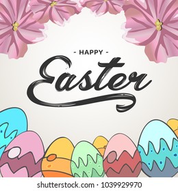 Happy Easter lettering greeting text vector illustration. Happy easter image.