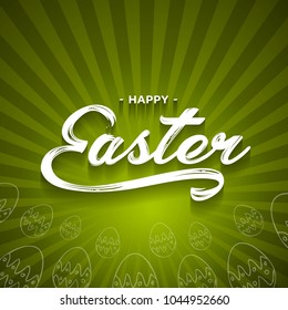 Happy Easter lettering greeting text vector illustration. Happy easter image