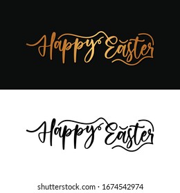 Happy Easter lettering. Hand drawn calligraphy and brush pen lettering. Design for holiday greeting card and invitation of the happy Easter Day.