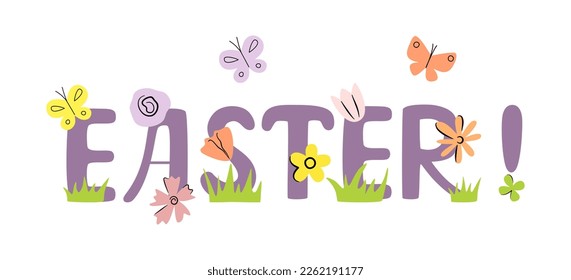 Happy easter. Lettering, hand drawn calligraphy. Vector illustration