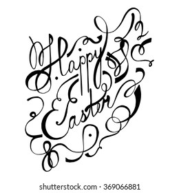 Happy Easter. Lettering. Hand drawn title for your design, cards or posters etc. Stock vector.