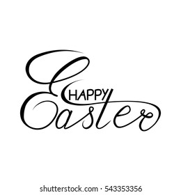Happy Easter lettering. Hand drawn lettering poster for Easter. Ink illustration. Modern calligraphy. Happy Easter typography background.