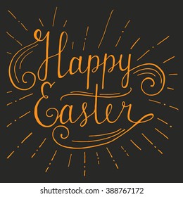 Happy Easter Lettering. Hand written Easter phrases .Greeting card text templates with  Happy easter lettering modern calligraphy style.