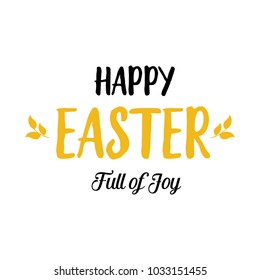 Happy Easter lettering with leaves