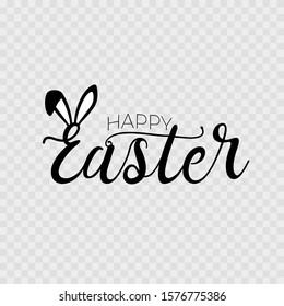 Happy Easter lettering logo. Bunny ears. Isolated. Vector