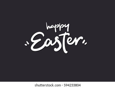 Happy Easter lettering logo vector postcard without background