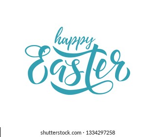 Happy Easter lettering. Modern calligraphy written by brush pen. Vector illustration isolated on white background