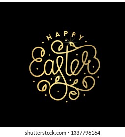 Happy easter lettering modern calligraphy style. Hand drawn sketch for print, badge, greeting card, emblem. Vector illustration