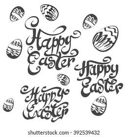  Happy easter lettering modern calligraphy style.