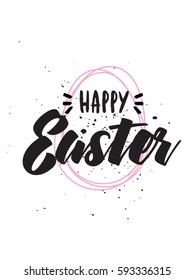Happy Easter lettering. Modern calligraphy. Happy Easter typography background.