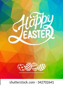 Happy Easter lettering on low poly background