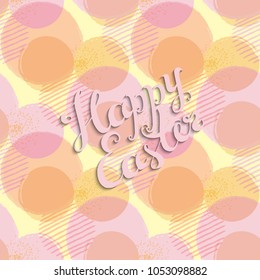 Happy Easter lettering on a pastel background. Vector illustration