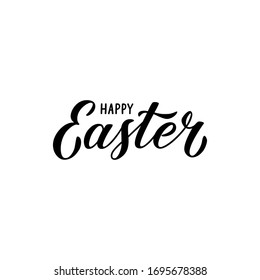 Felices letras de Pascua sobre fondo blanco. Ilustración aislada de vectores con caligrafía dibujada a mano. Texto negro. Para banners, diseño web, tarjetas de felicitación, carteles, impresión en textiles, envoltura.