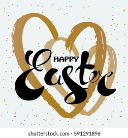 Happy Easter lettering on white background. Vector illustration