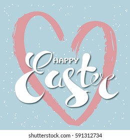 Happy Easter lettering on white background. Vector illustration