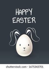 Felices letras de Pascua, huevos pintados. Vacaciones de primavera, antecedentes de Pascua. Imagen del vector EPS10.