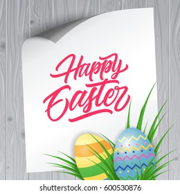 Happy Easter Lettering, Paper and Eggs