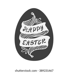 Happy Easter - lettering phrase and ribbon