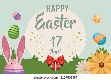happy easter lettering poster celebration