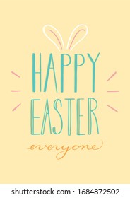 Happy easter  lettering with rabbit ear