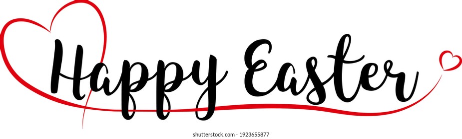 Happy Easter lettering with red heart