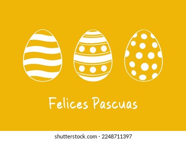 Happy Easter lettering in Spanish (Felices Pascuas) with Easter egg. Vector illustration