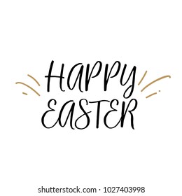 Happy Easter lettering with splashes