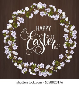Happy Easter lettering. Spring holidays, Easter background. Vector illustration EPS10.