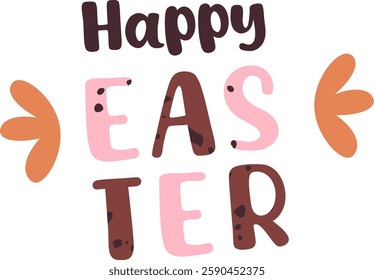 Happy Easter Lettering Sticker Vector Illustration